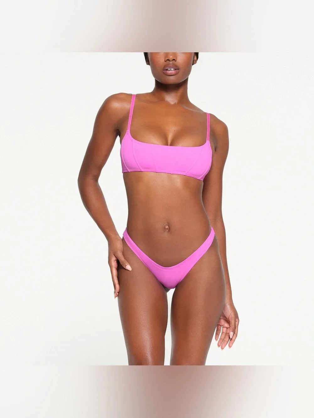 SKIMS Swim Neon Orchid Corset Bikini Top L & Cheeky Tanga Bottom M NWT